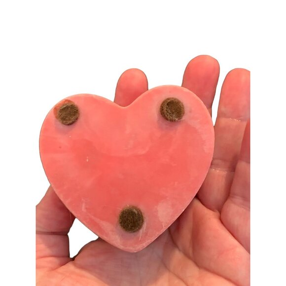 Vintage Robert Nemith Pink Soap Stone Incolay Butterfly Flowers Heart Box Signed - Picture 8 of 8